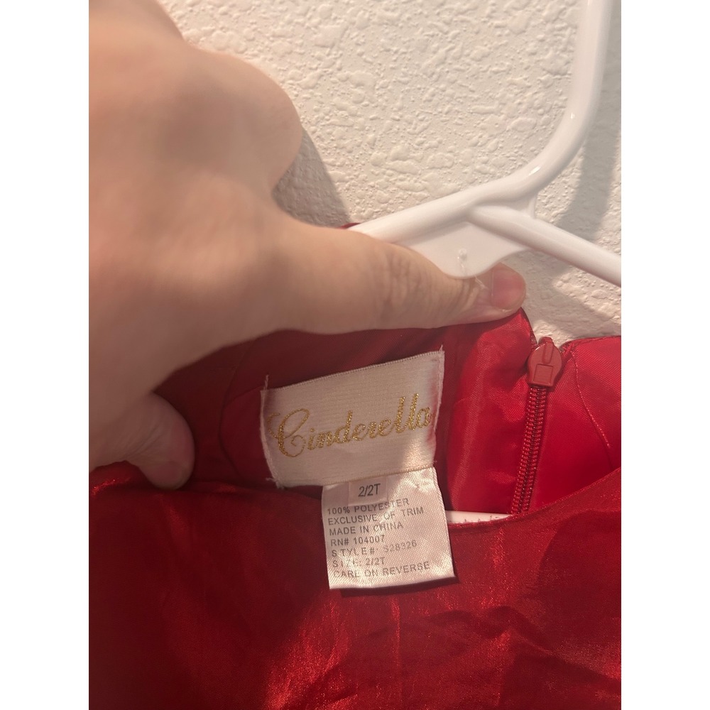 Cinderella Red Satin Floral Embroidered Holiday Party‎ Dress Toddler Girls 2T - Picture 4 of 5